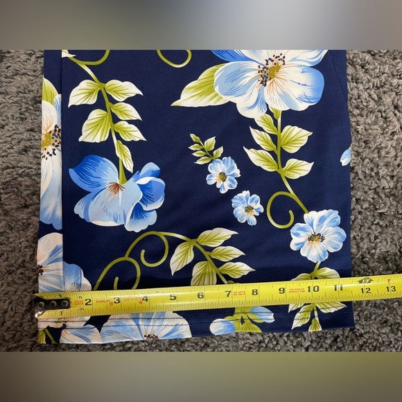 White Mark Navy blue floral high waist wide leg stretch palazzo pants size 2XL - Picture 10 of 13